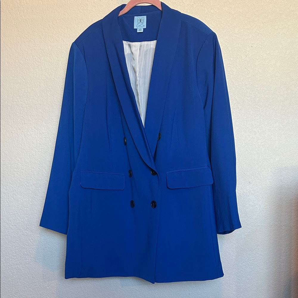 CeCe Cobalt Blue Double-Breasted Blazer